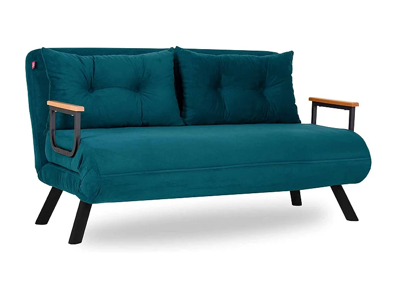 Dworle 2-zits slaapbank, Ombouwbank, Gastenbank, Opbergfauteuil bed, 133x78 h78 cm, Aqua groen