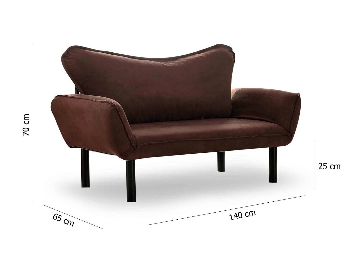 Canapé lit 2 places Dmontervin, Divan transformable, Canapé pour invités, Fauteuil lit conteneur, 140x65 h70 cm, Marron