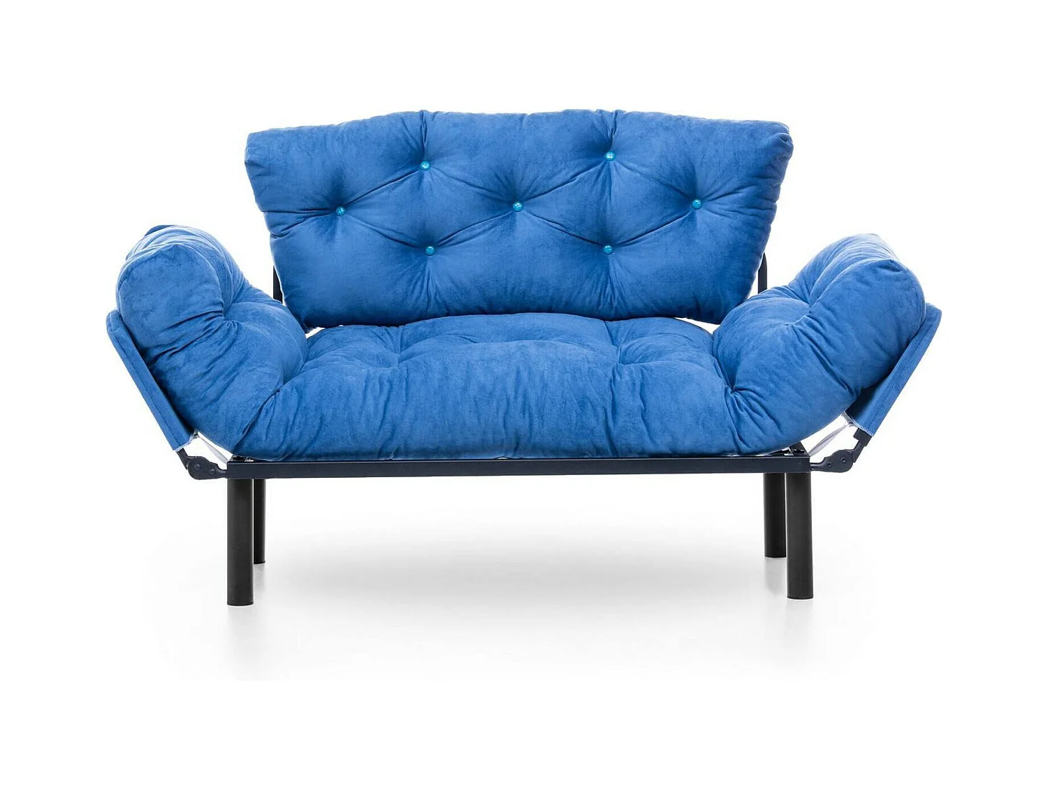 Dravagliol 2-zits slaapbank, Converteerbare bank, Gastenbank, Opbergfauteuil bed, 155x70 h85 cm, Blauw
