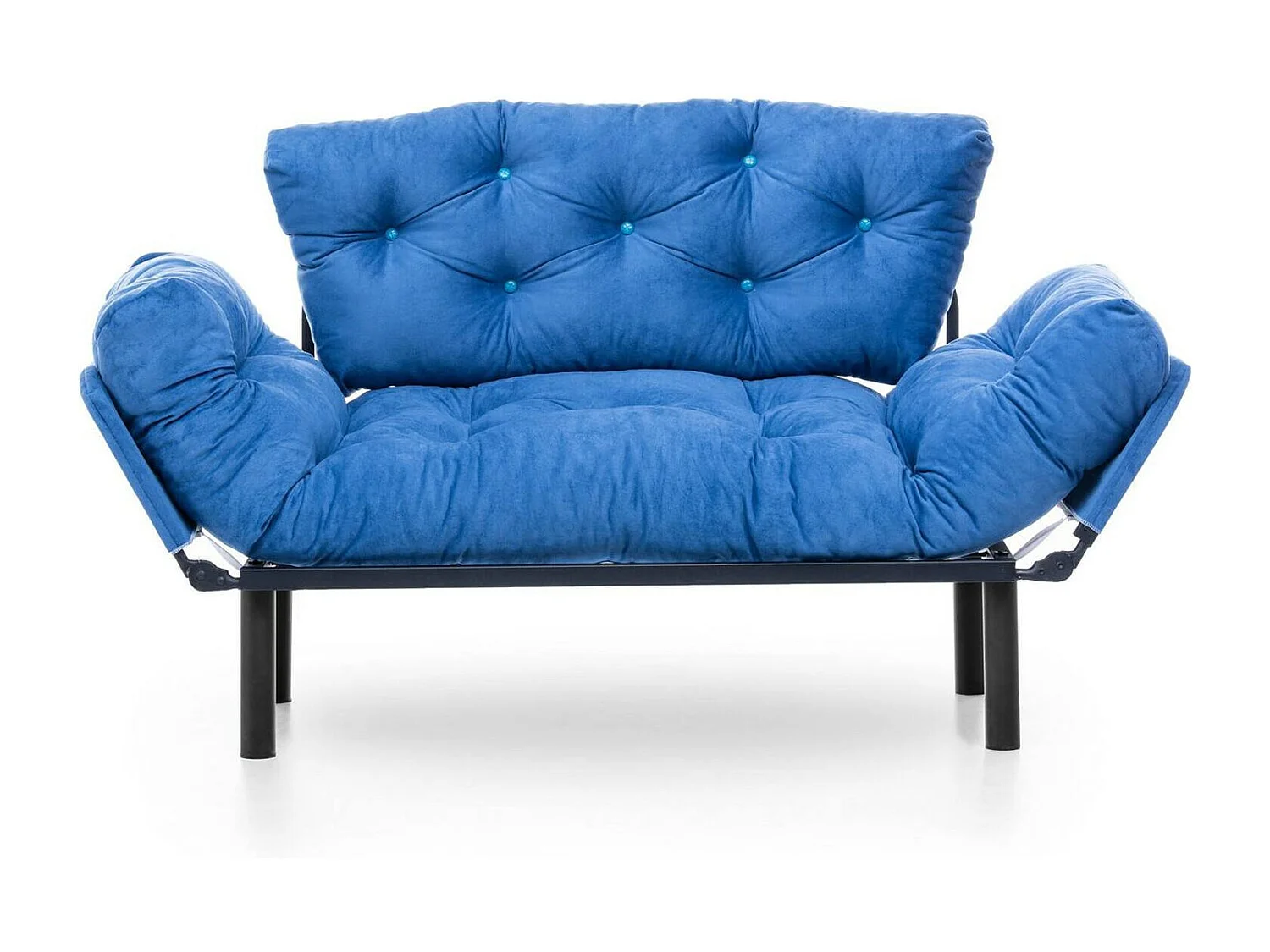 Canapé lit 2 places Dravagliol, Divan transformable, Canapé pour invités, Fauteuil lit conteneur, 155x70 h85 cm, Bleu