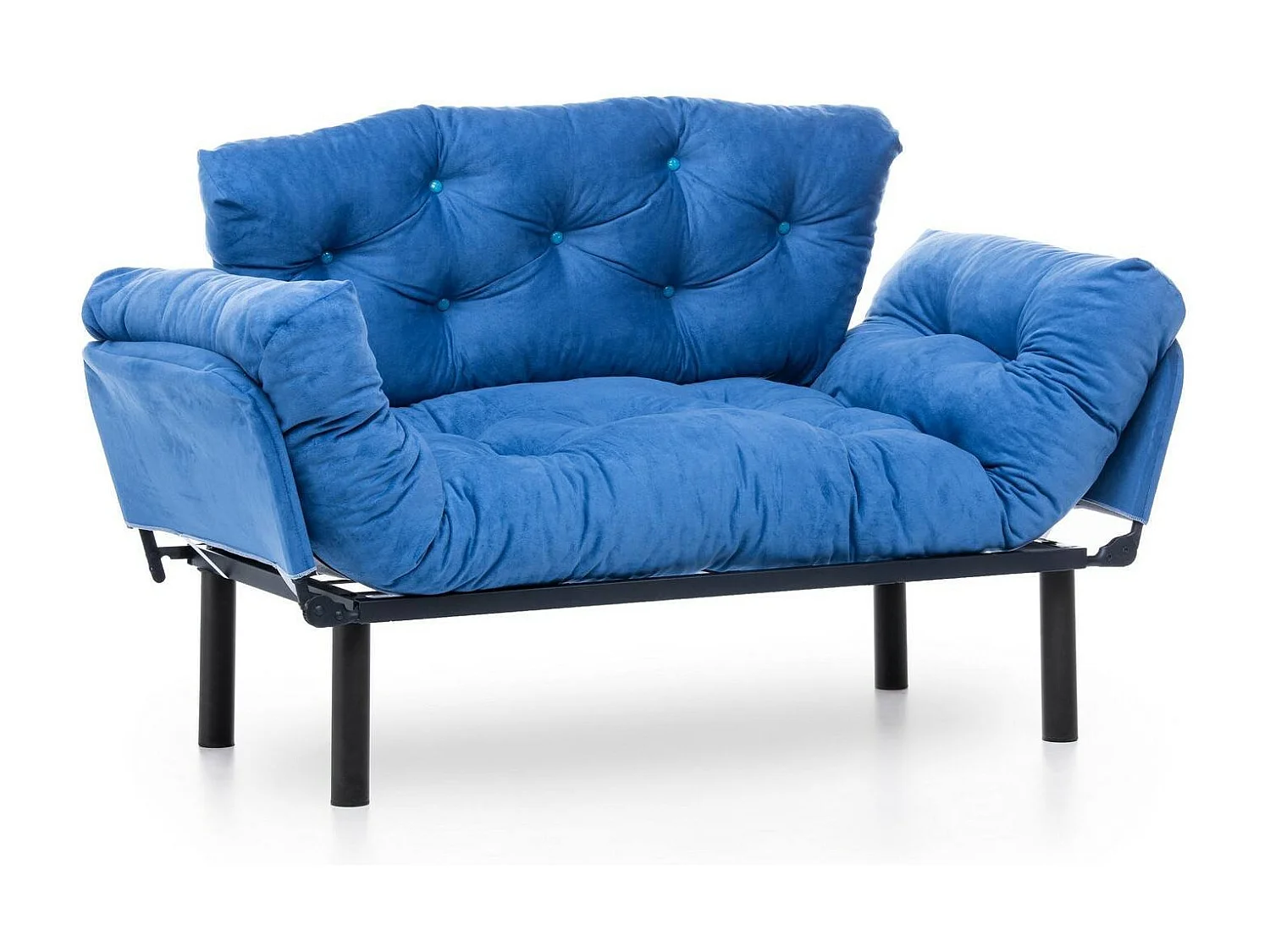 Canapé lit 2 places Dravagliol, Divan transformable, Canapé pour invités, Fauteuil lit conteneur, 155x70 h85 cm, Bleu