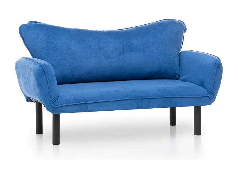 2-Sitzer SchlafsofaDmontervin, Verwandelbares Sofa, Lineare Stoffstruktur, Schlafsessel mit Stauraum, 140x65 h70 cm, Blau
