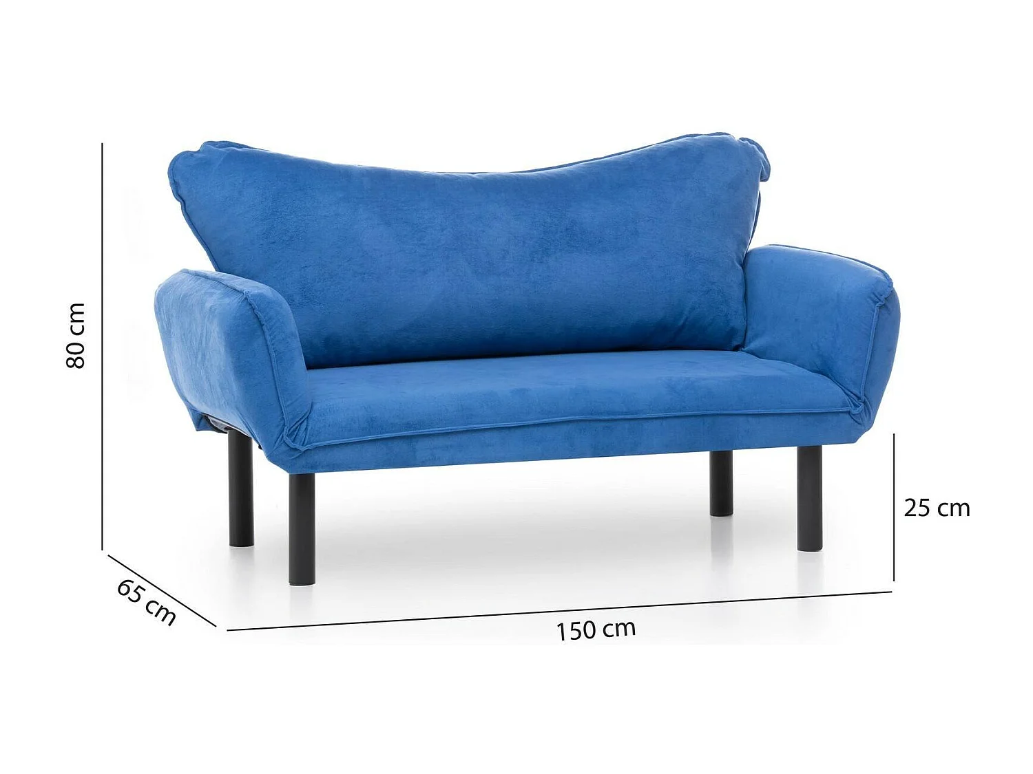 Canapé lit 2 places Dmontervin, Divan transformable, Canapé pour invités, Fauteuil lit conteneur, 140x65 h70 cm, Bleu