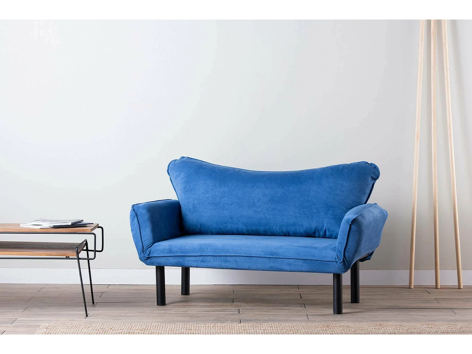 Canapé lit 2 places Dmontervin, Divan transformable, Canapé pour invités, Fauteuil lit conteneur, 140x65 h70 cm, Bleu