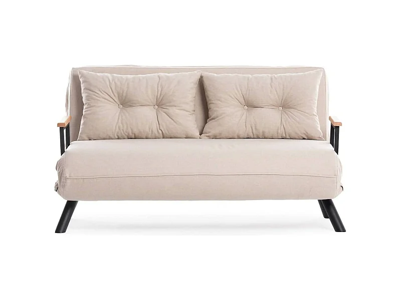 2-Sitzer SchlafsofaDworle, Verwandelbares Sofa, Lineare Stoffstruktur, Schlafsessel mit Stauraum, 133x78 h78 cm, Beige