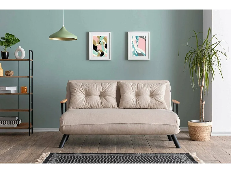 Divano Letto 2 Posti Calvin, Contenitore, 78x133 cm Nero