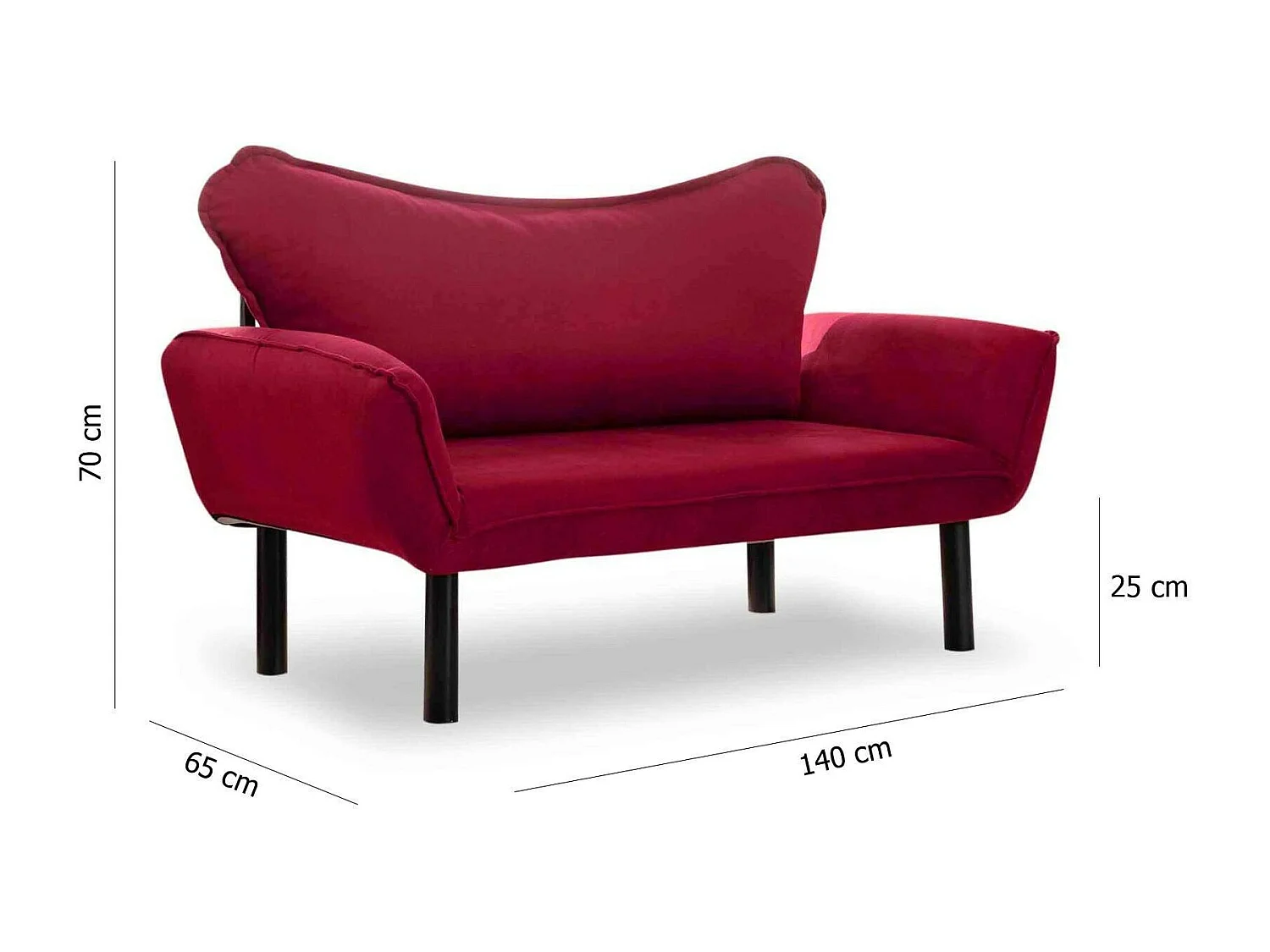 Canapé lit 2 places Dmontervin, Divan transformable, Canapé pour invités, Fauteuil lit conteneur, 140x65 h70 cm, Rouge