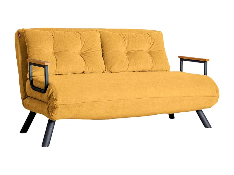 2-Sitzer SchlafsofaDworle, Verwandelbares Sofa, Lineare Stoffstruktur, Schlafsessel mit Stauraum, 133x78 h78 cm, Gelb