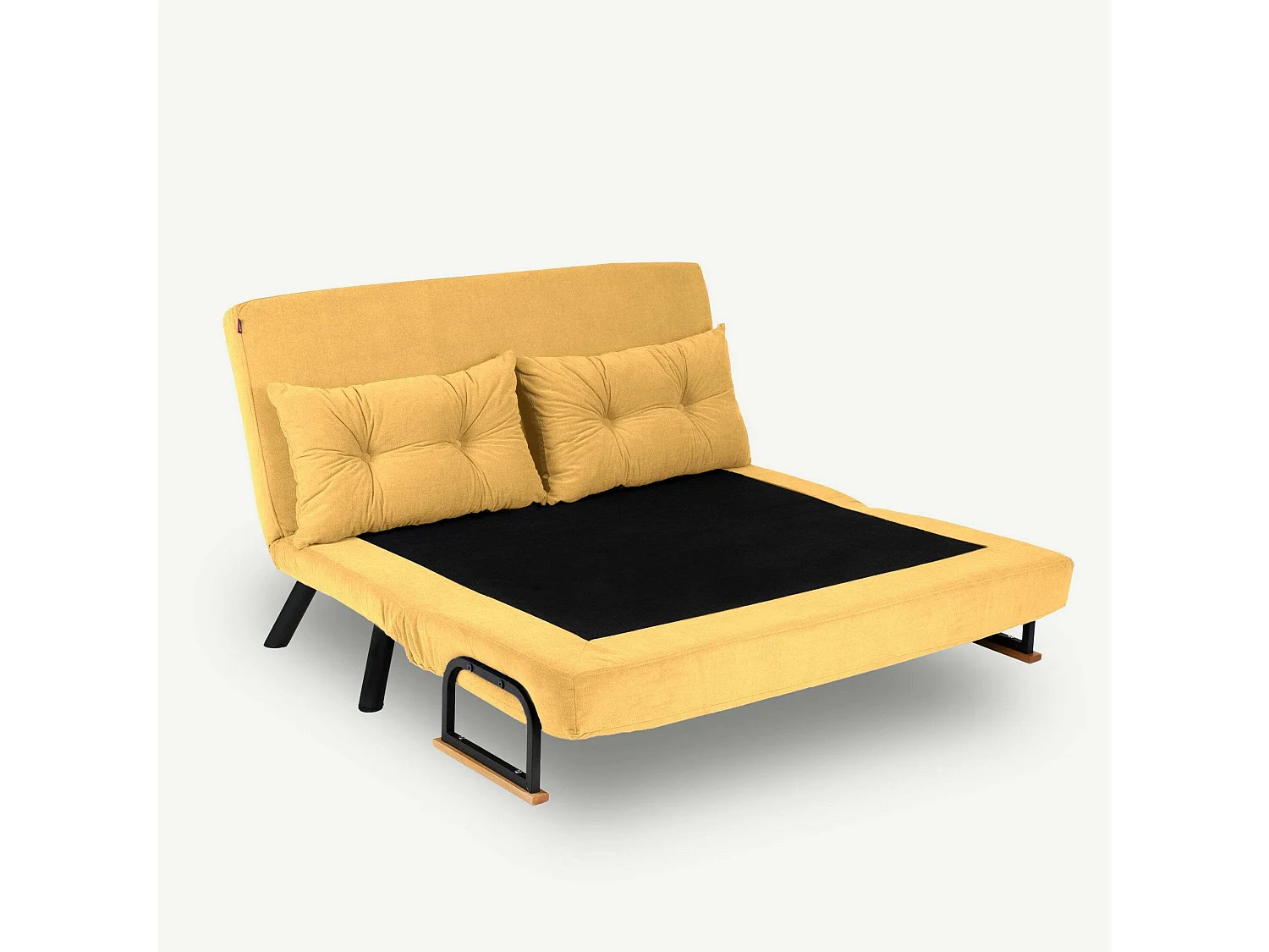 Canapé lit 2 places Dworle, Divan transformable, Canapé pour invités, Fauteuil lit conteneur, 133x78 h78 cm, Jaune