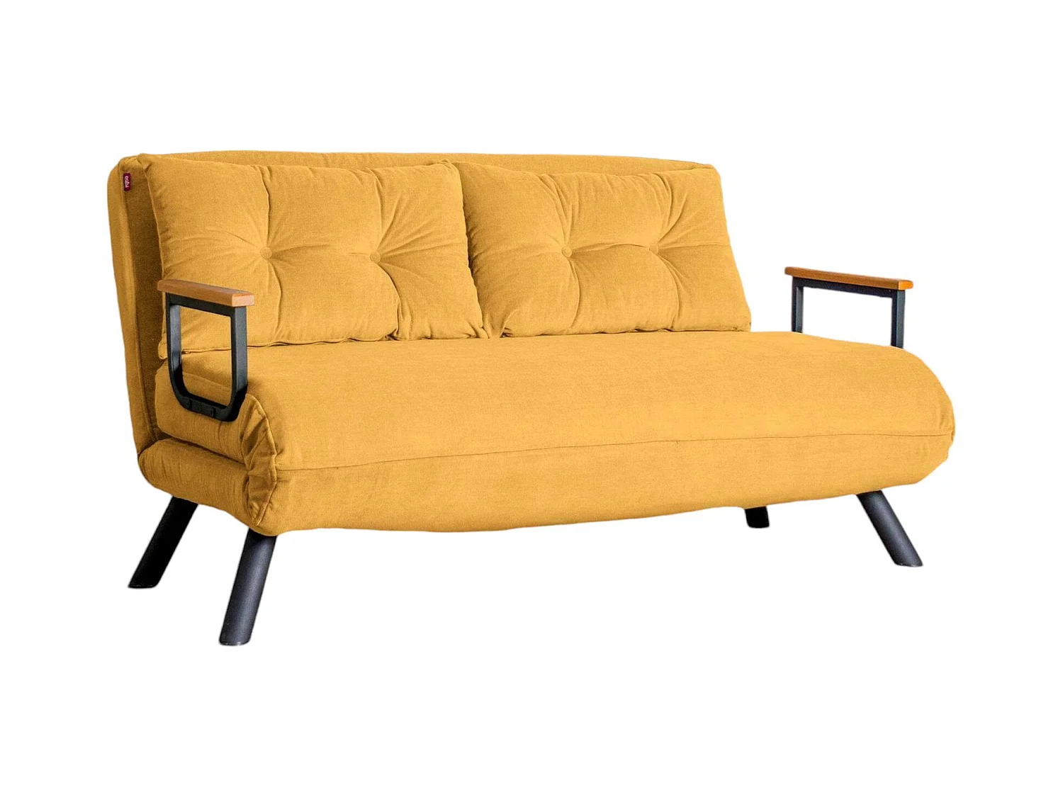 Canapé lit 2 places Dworle, Divan transformable, Canapé pour invités, Fauteuil lit conteneur, 133x78 h78 cm, Jaune