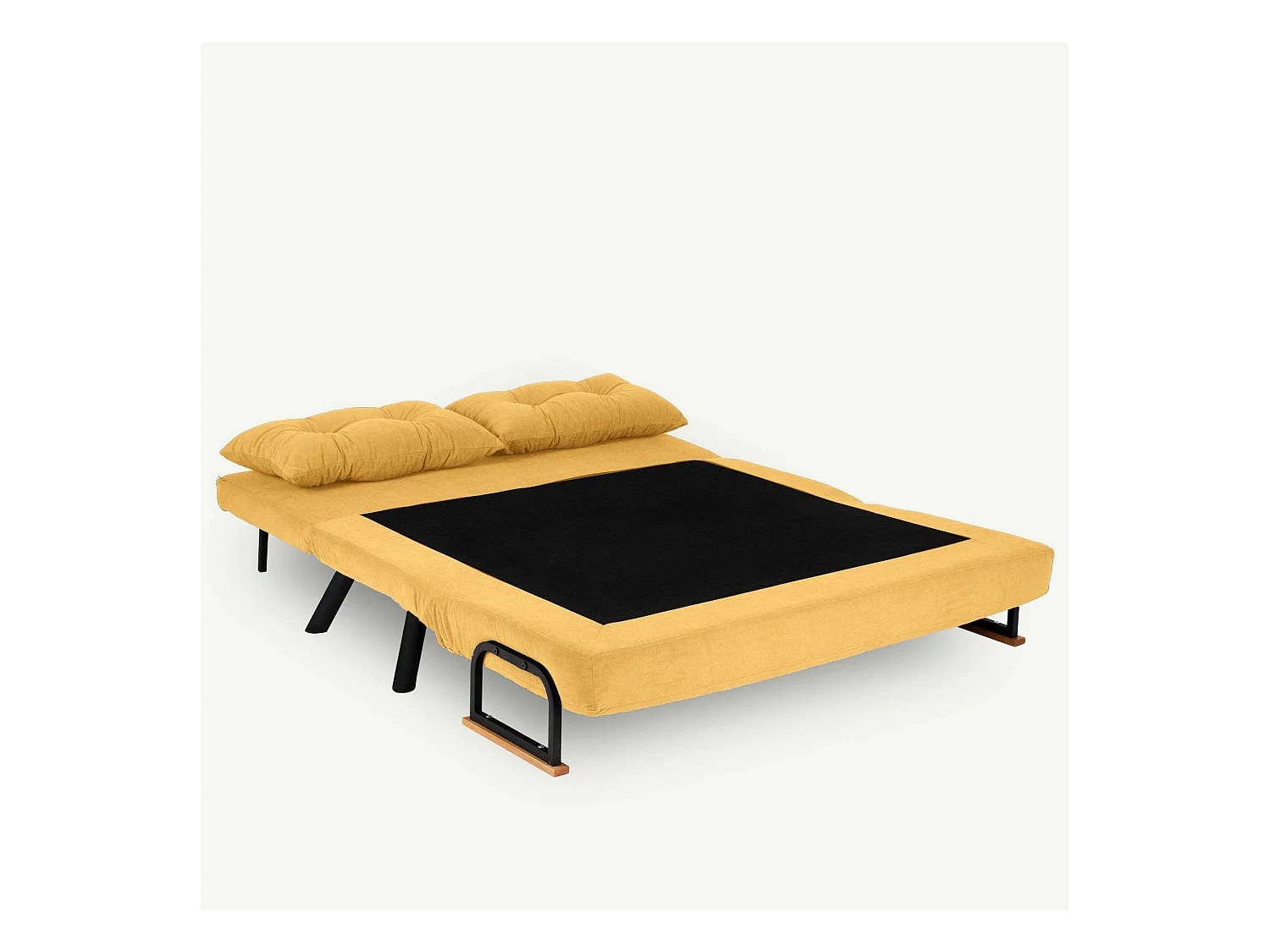 Canapé lit 2 places Dworle, Divan transformable, Canapé pour invités, Fauteuil lit conteneur, 133x78 h78 cm, Jaune