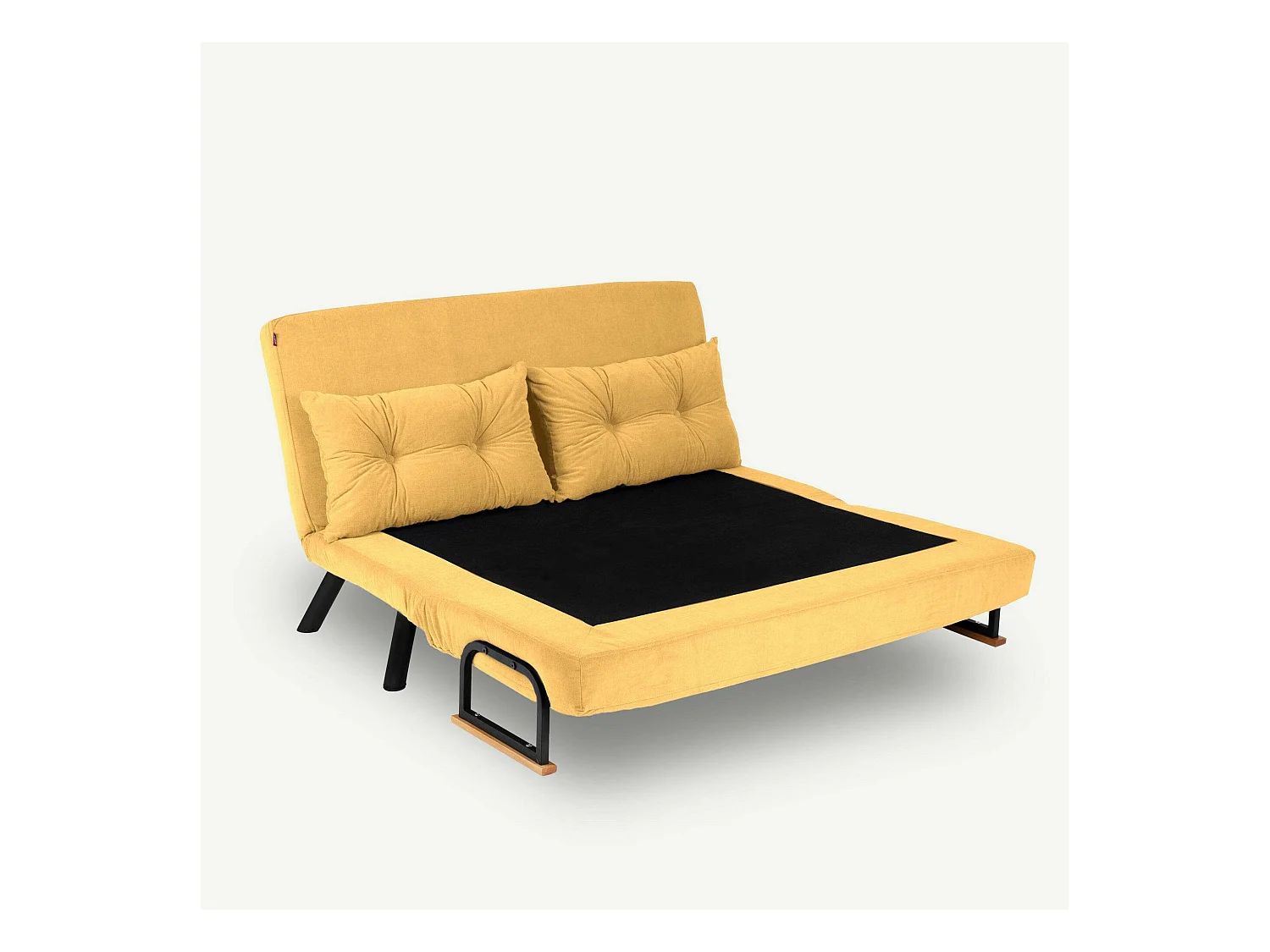 Canapé lit 2 places Dworle, Divan transformable, Canapé pour invités, Fauteuil lit conteneur, 133x78 h78 cm, Jaune