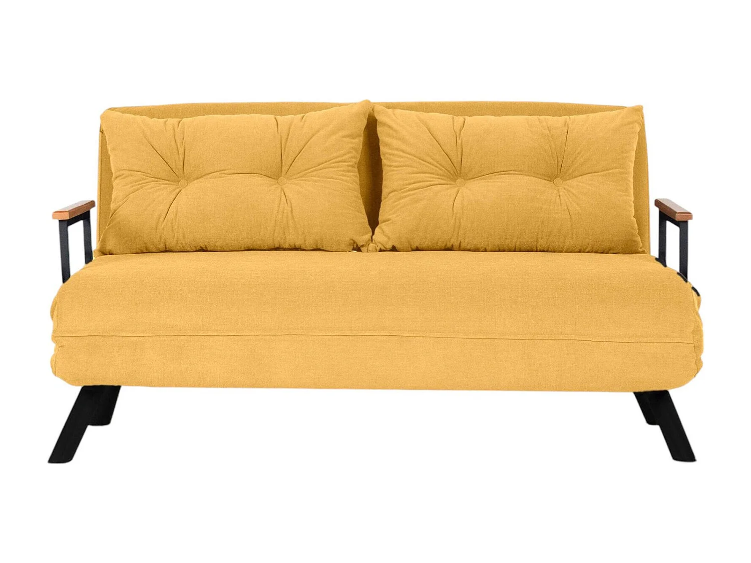 Canapé lit 2 places Dworle, Divan transformable, Canapé pour invités, Fauteuil lit conteneur, 133x78 h78 cm, Jaune