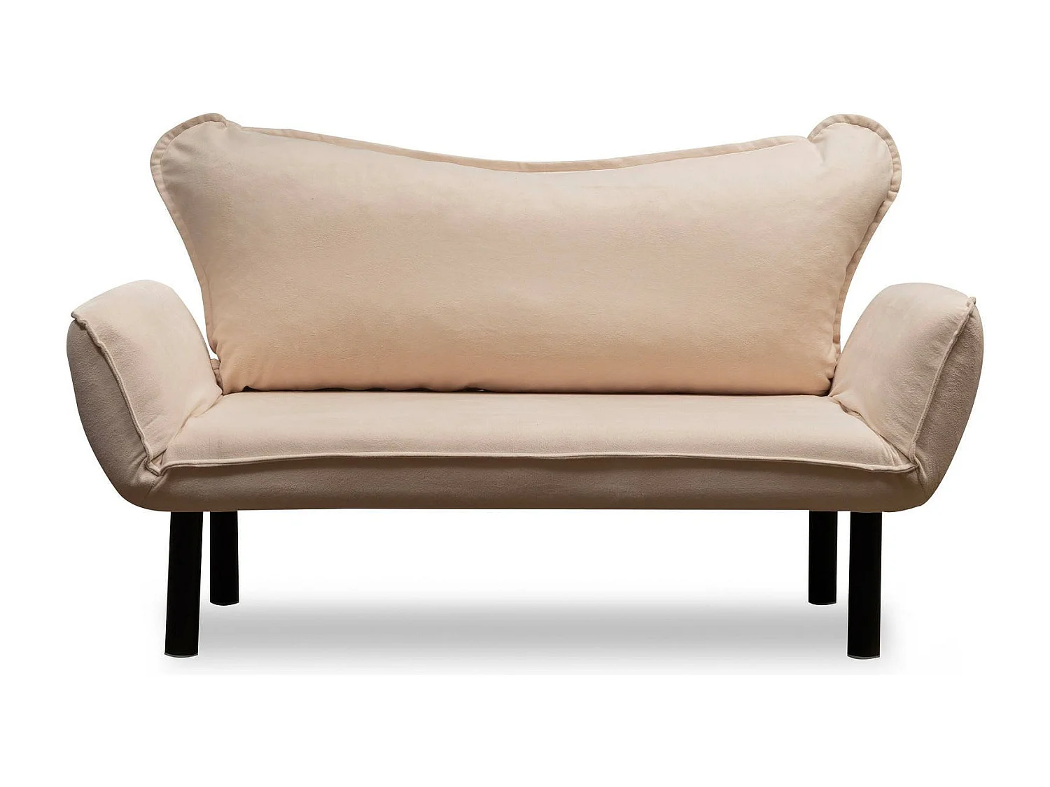 2-Sitzer SchlafsofaDmontervin, Verwandelbares Sofa, Lineare Stoffstruktur, Schlafsessel mit Stauraum, 140x65 h70 cm, Creme