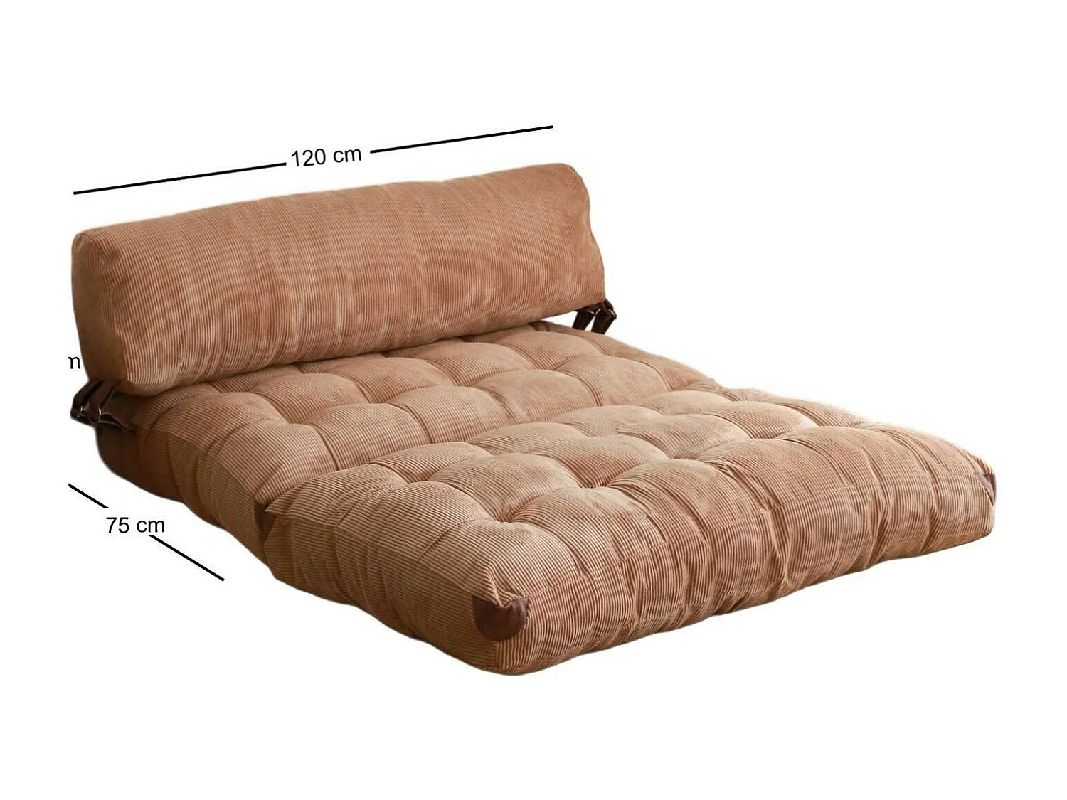 Canapé lit 2 places Dnicolapinott, Divan transformable, Canapé pour invités, Fauteuil lit conteneur, 120x75 h79 cm, Marron