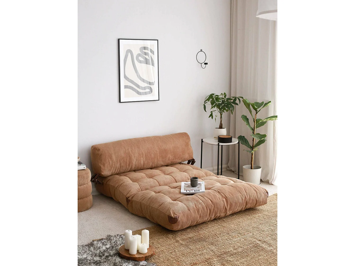 Dnicolapinott 2-zits slaapbank, Transformeerbare bank, Gastenbank, Opbergfauteuil bed, 120x75 h79 cm, Bruin