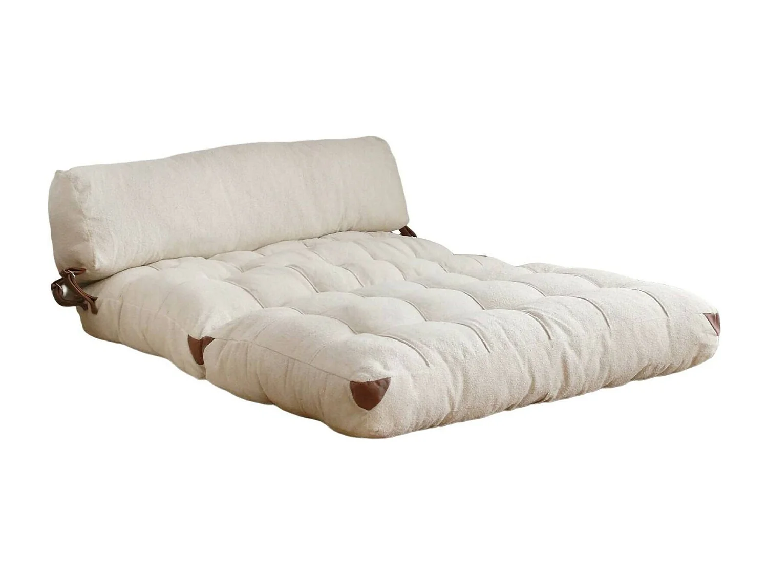 Canapé lit 2 places Dnicolapinott, Divan transformable, Canapé pour invités, Fauteuil lit conteneur, 120x75 h79 cm, Crème