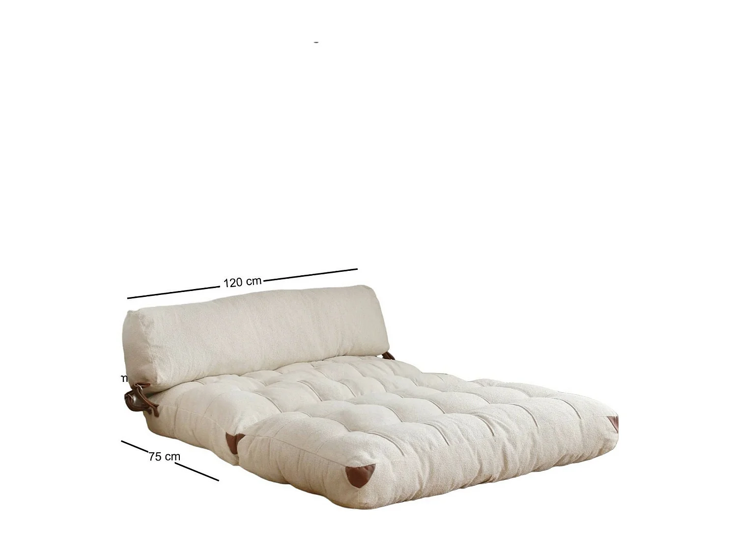Canapé lit 2 places Dnicolapinott, Divan transformable, Canapé pour invités, Fauteuil lit conteneur, 120x75 h79 cm, Crème