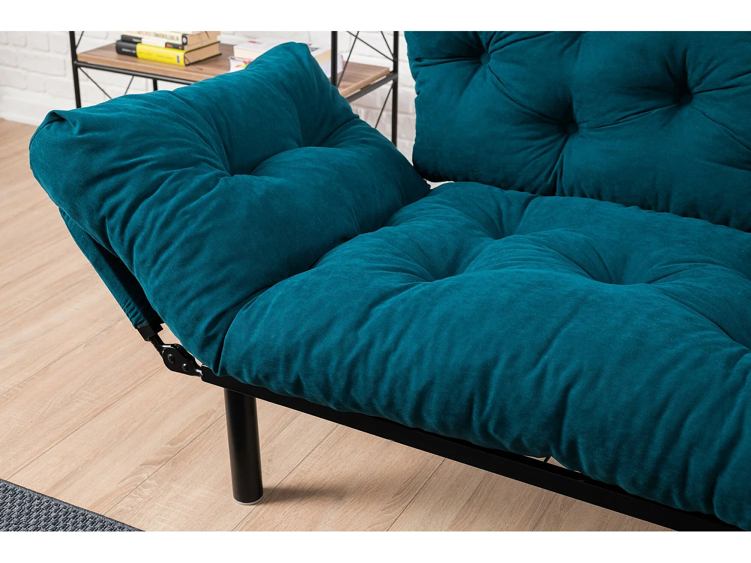 Canapé lit 2 places Dravagliol, Divan transformable, Canapé pour invités, Fauteuil lit conteneur, 155x70 h85 cm, Bleu clair