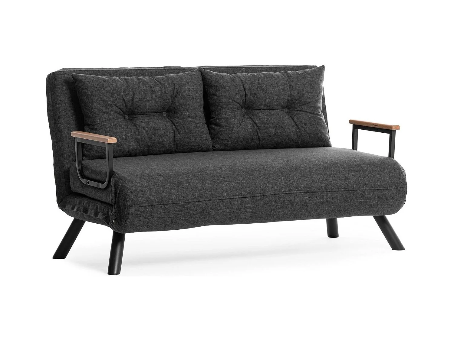 Dworle 2-zits slaapbank, Converteerbare bank, Gastenbank, Opbergfauteuil bed, 133x78 h78 cm, Asgrijs