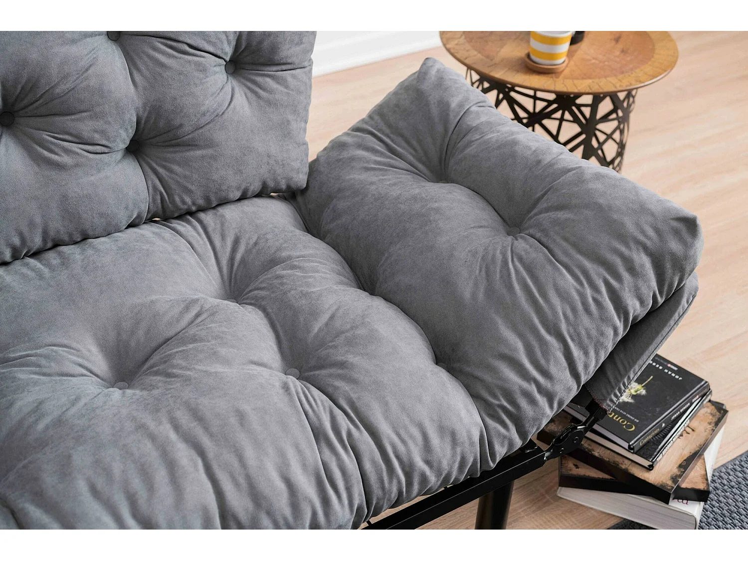 Dravagliol 2-zits slaapbank, Ombouwbank, Gastenbank, Opbergfauteuil bed, 155x70 h85 cm, Grijs