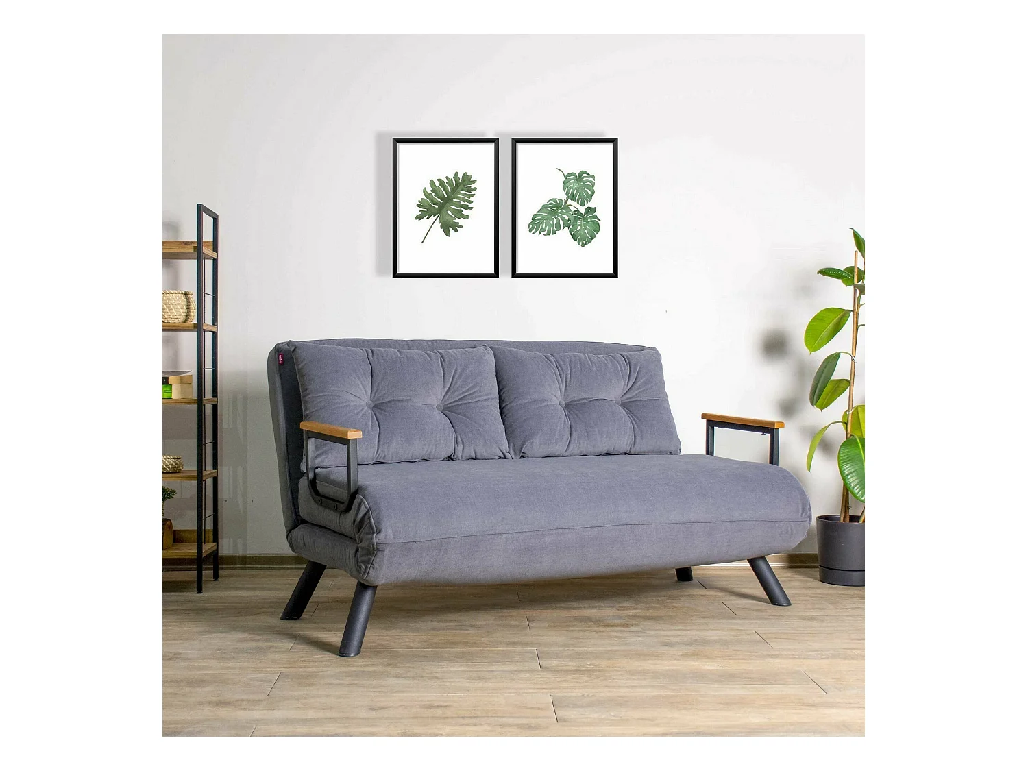 Canapé lit 2 places Dworle, Divan transformable, Canapé pour invités, Fauteuil lit conteneur, 133x78 h78 cm, Gris foncé