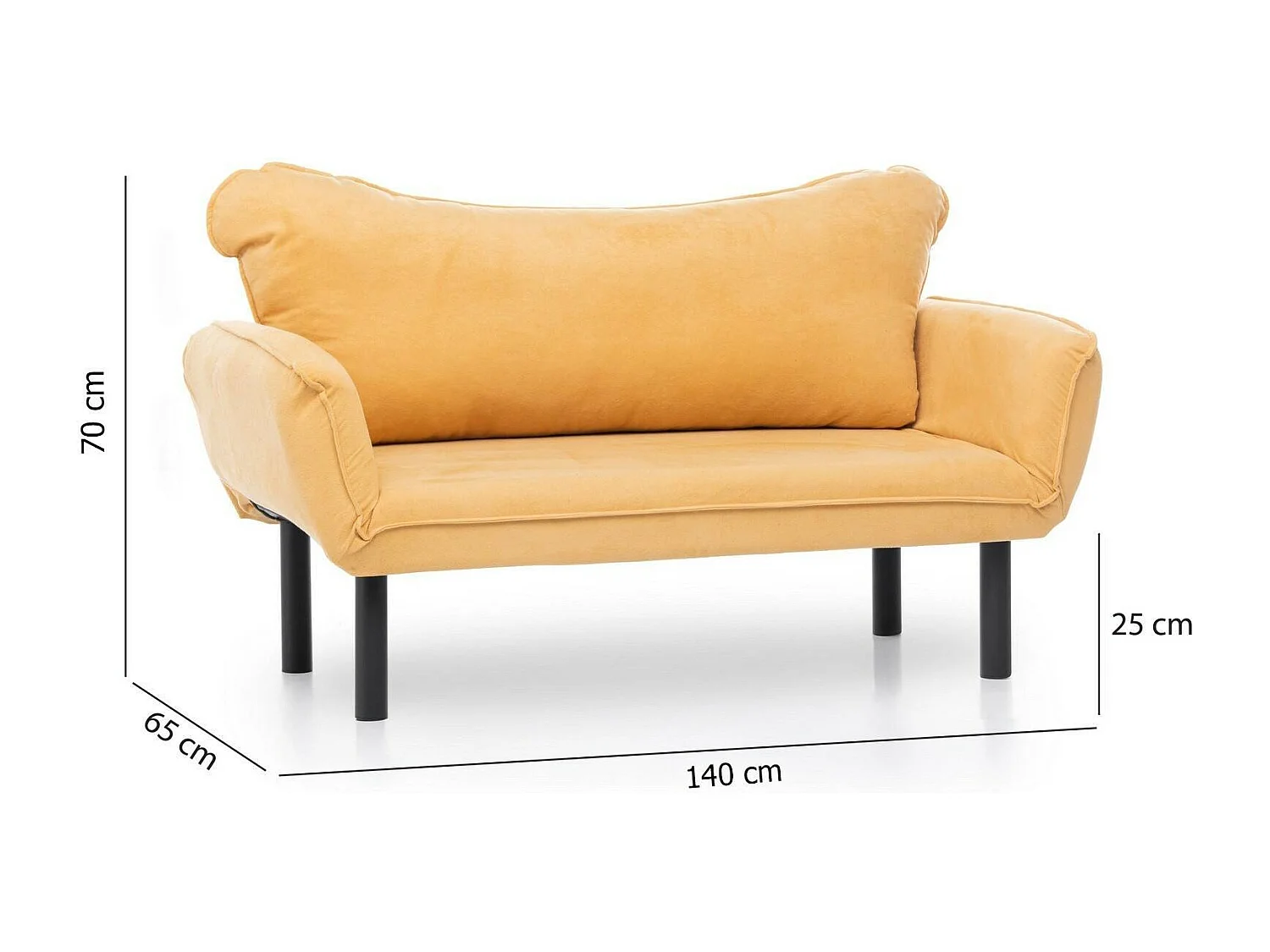 Canapé lit 2 places Dmontervin, Divan transformable, Canapé pour invités, Fauteuil lit conteneur, 140x65 h70 cm, Jaune