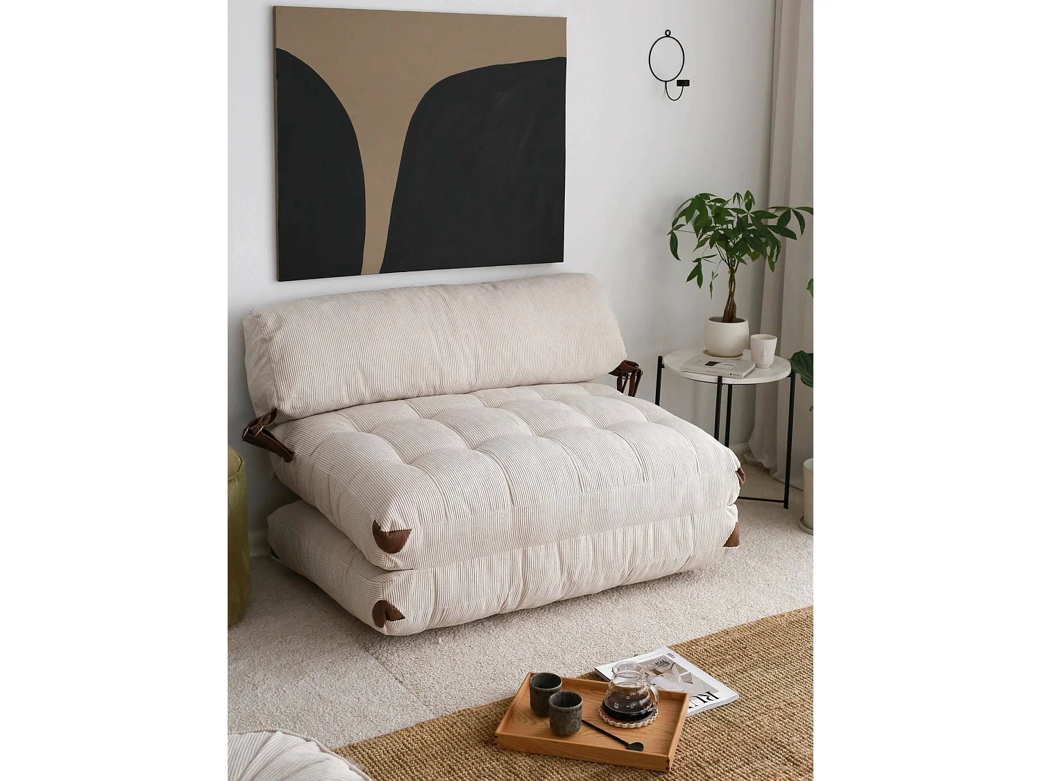 Canapé lit 2 places Dnicolapinott, Divan transformable, Canapé pour invités, Fauteuil lit conteneur, 120x75 h79 cm, Blanc