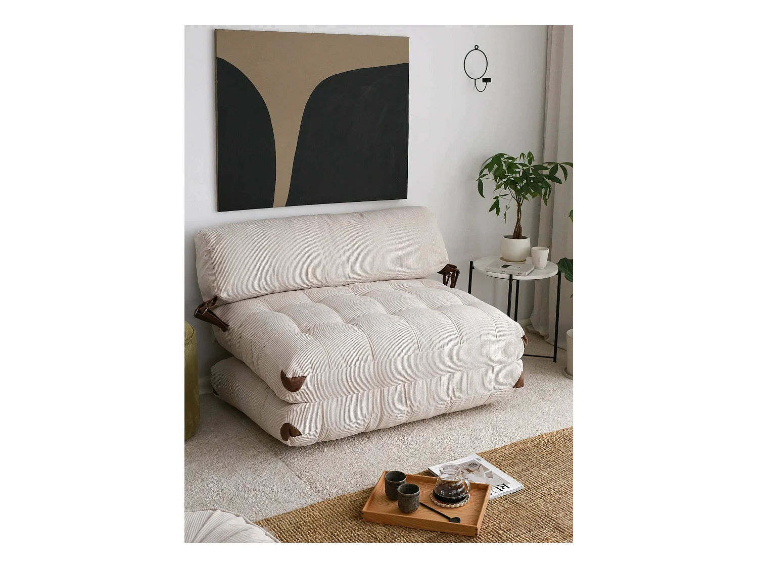 Canapé lit 2 places Dnicolapinott, Divan transformable, Canapé pour invités, Fauteuil lit conteneur, 120x75 h79 cm, Blanc