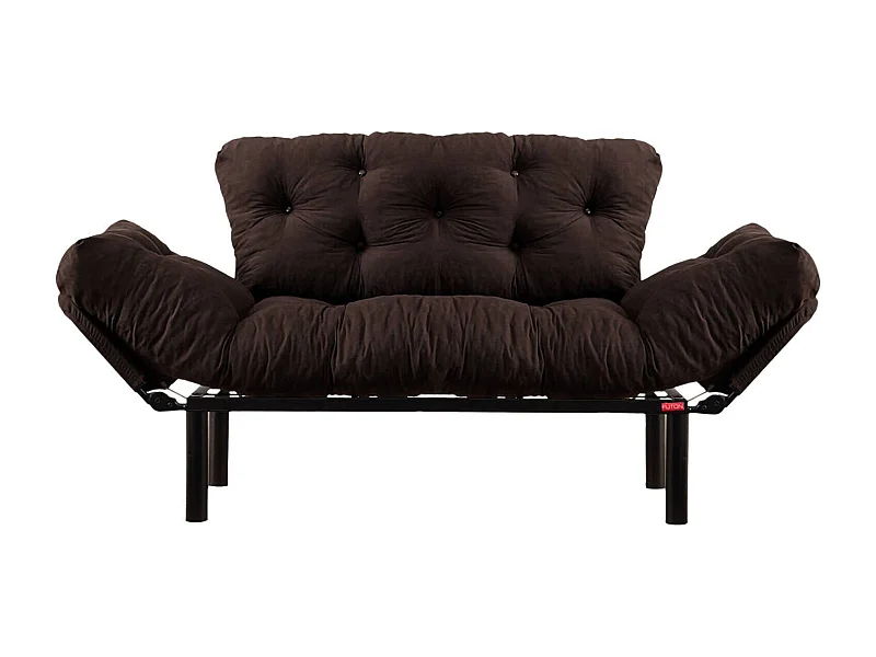 Canapé lit 2 places Dravagliol, Divan transformable, Canapé pour invités, Fauteuil lit conteneur, 155x70 h85 cm, Marron