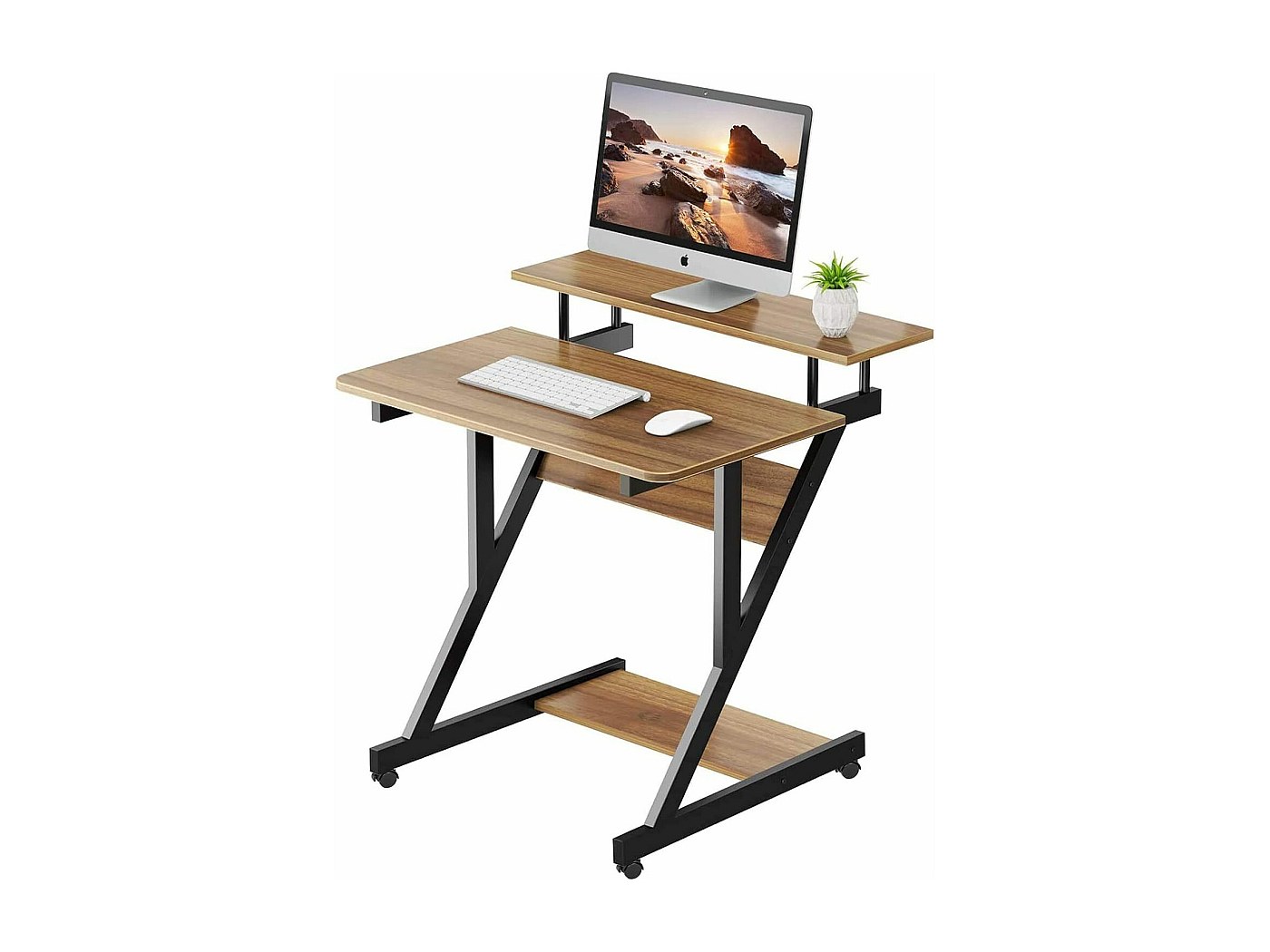 Bureau Ordinateur Avec Roulettes YELLOO - Design Moderne Et Gain De Place - Surface Spacieuse - Idéal Pour Enfant, Bureau, Télétravail