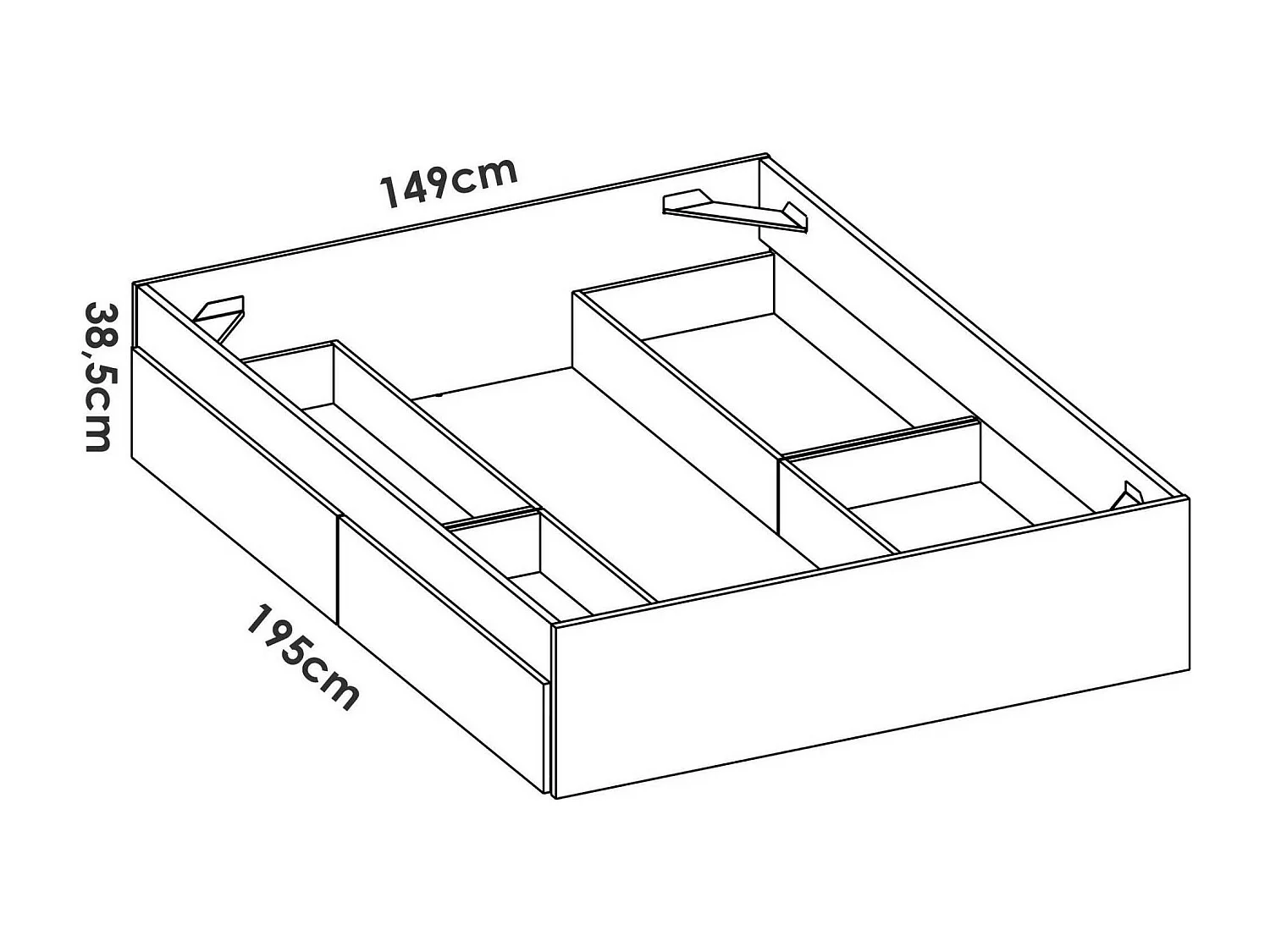 Lit double Dkir, Sommier pour chambre, Literie par chambre, Support de matelas, 169x205 h39 cm, Chêne clair