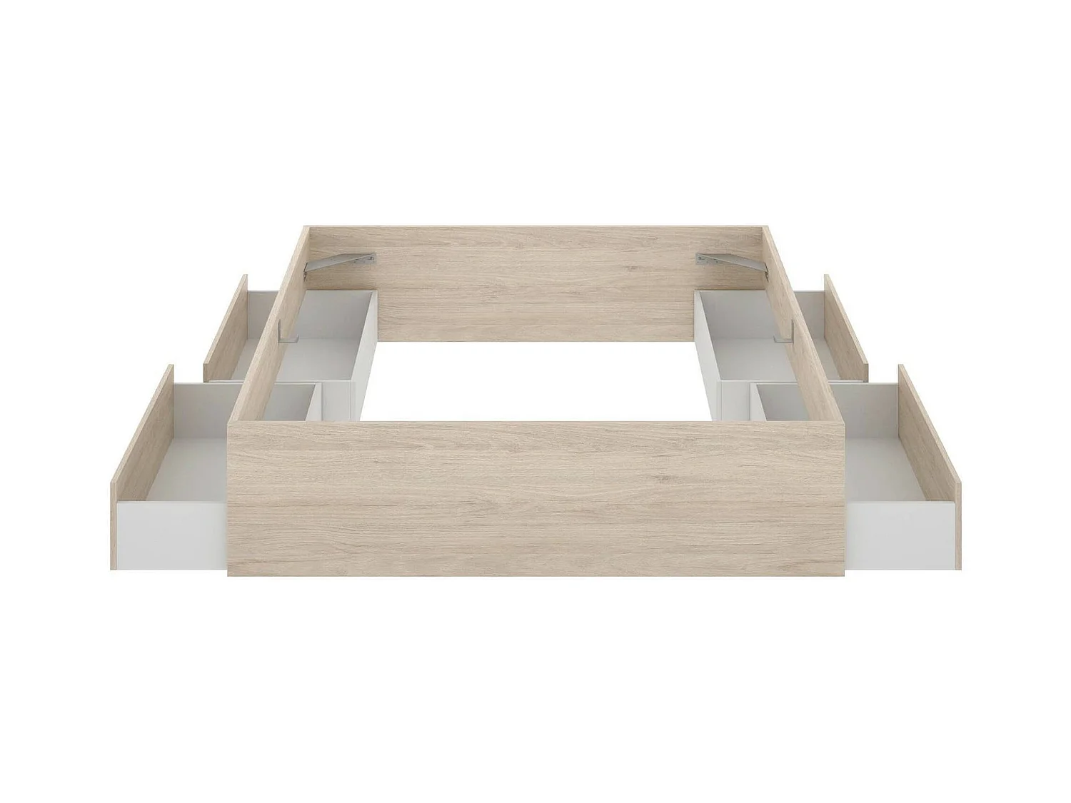 Dkir tweepersoonsbed, Sommier voor slaapkamer, Bedframe voor kamer, Matrashouderstructuur, 169x205 h39 cm, Eiken