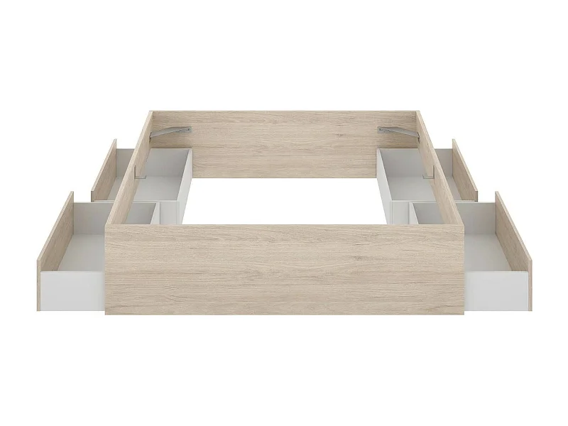 Cama doble Dkir, Sommier para dormitorio, Estructura de cama por habitación, Estructura del sostenedor del colchón, 169x205 h39 cm, Roble