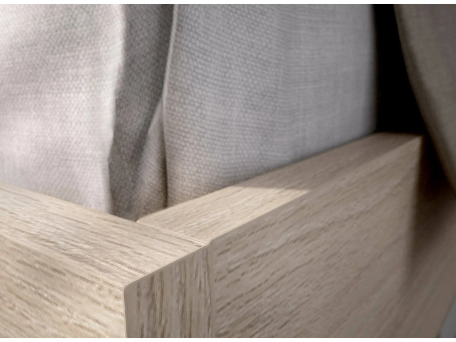 Lit double Dhu, Sommier pour chambre, Literie par chambre, Support de matelas, 146x195 h100 cm, Chêne clair