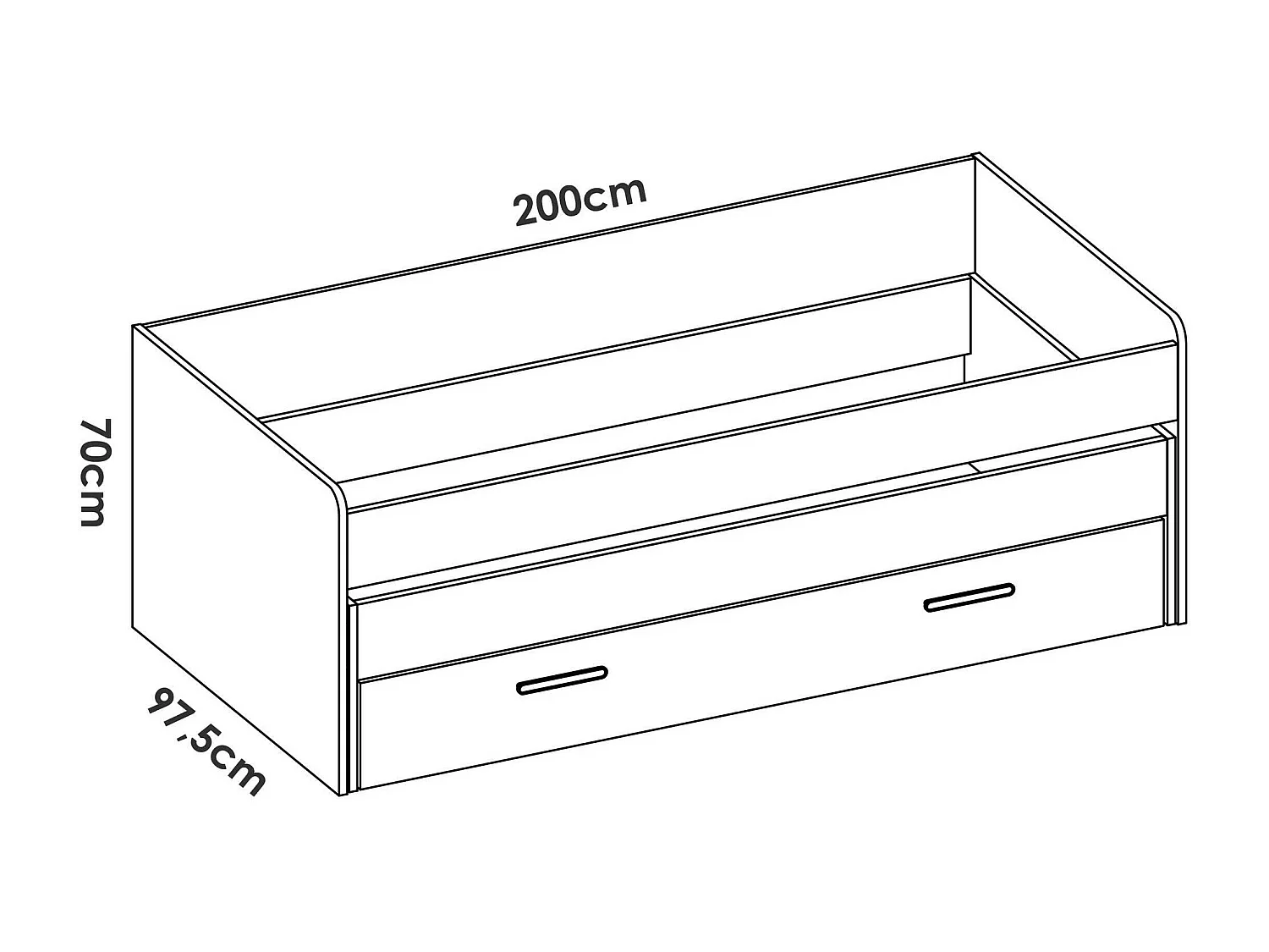 Cama infantil Dposto, Berço para quarto infantil, Conjunto de quarto, Estrutura porta colchão, 200x98 h70 cm, Branco e Carvalho