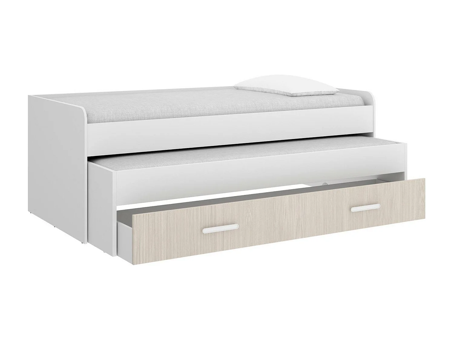 Cama infantil Dposto, Berço para quarto infantil, Conjunto de quarto, Estrutura porta colchão, 200x98 h70 cm, Branco e Carvalho