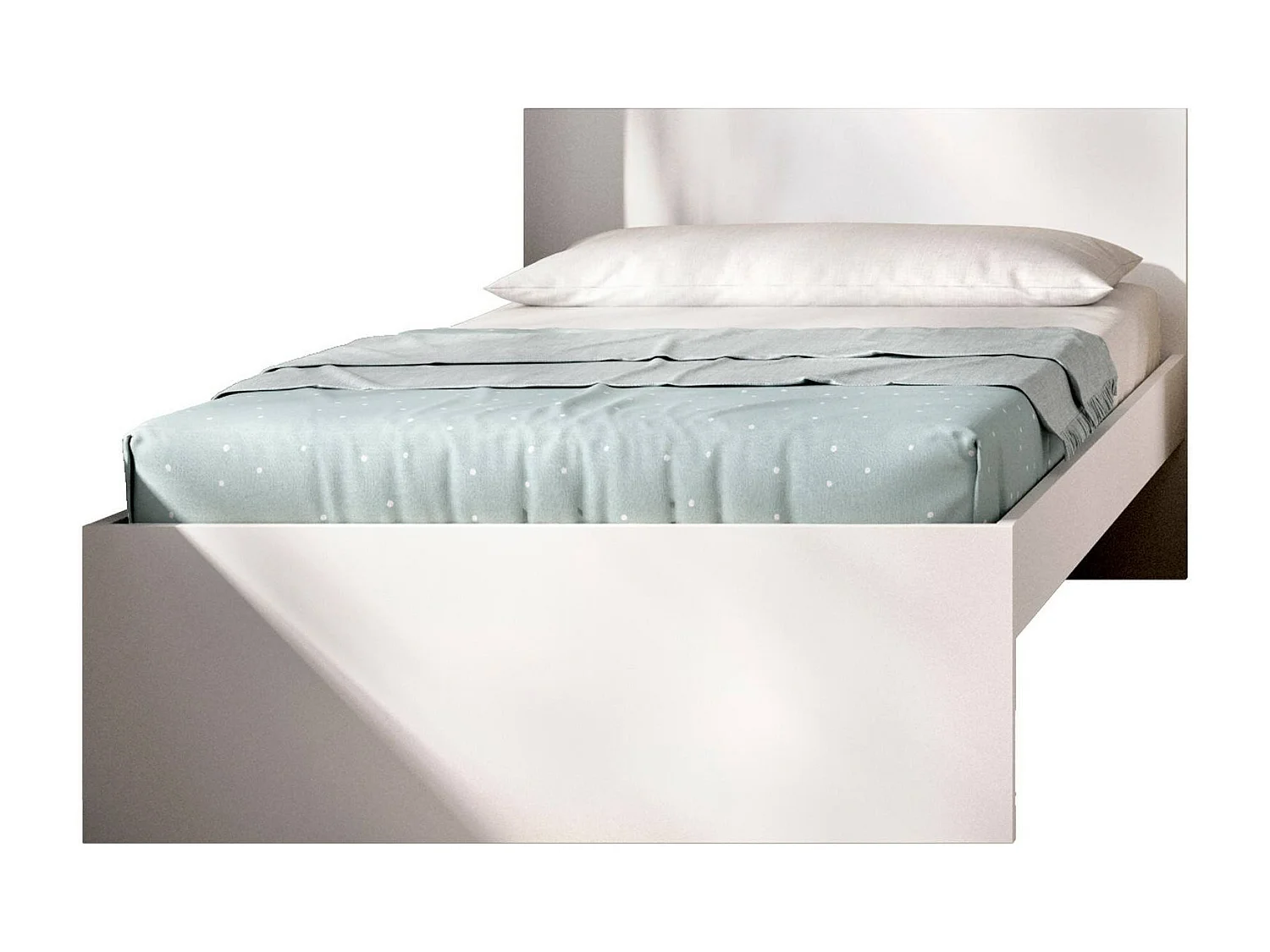 Lit simple Djaege, Sommier pour chambre, Literie par chambre, Support de matelas, 96x195 h67 cm, Blanc