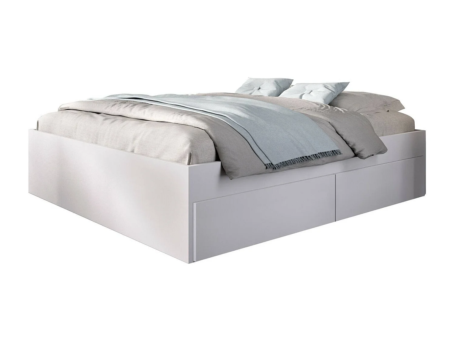 Lit double Dkir, Sommier pour chambre, Literie par chambre, Support de matelas, 169x205 h39 cm, Blanc