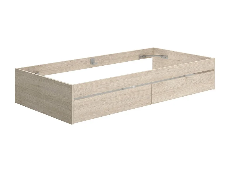 Einzelbett Ddetr, Struktur des Lagerbetts, Sommier mit Abdeckung, Bettrahmen aus Stoff, 96x195 h40 cm, Eiche