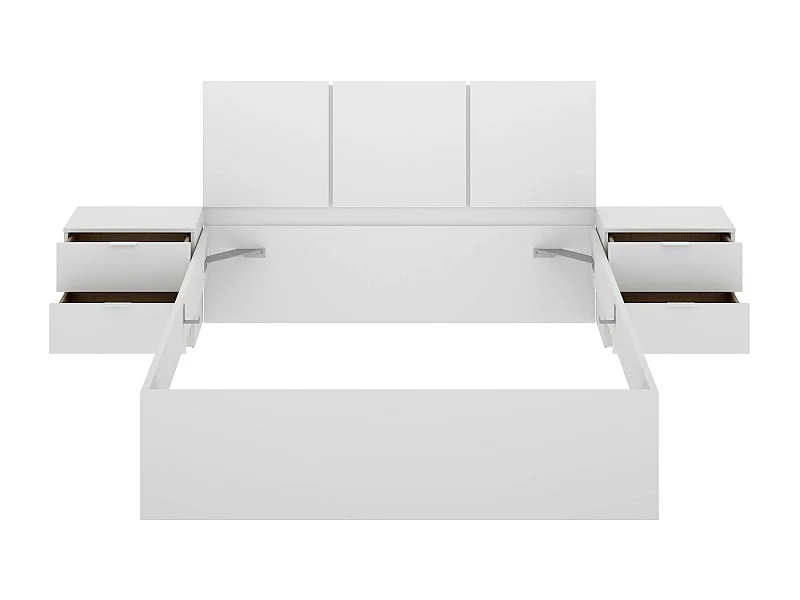 Dros Frans bed, Sommier voor slaapkamer, Bedframe voor kamer, Matrashouderstructuur, 259x195 h96 cm, Wit