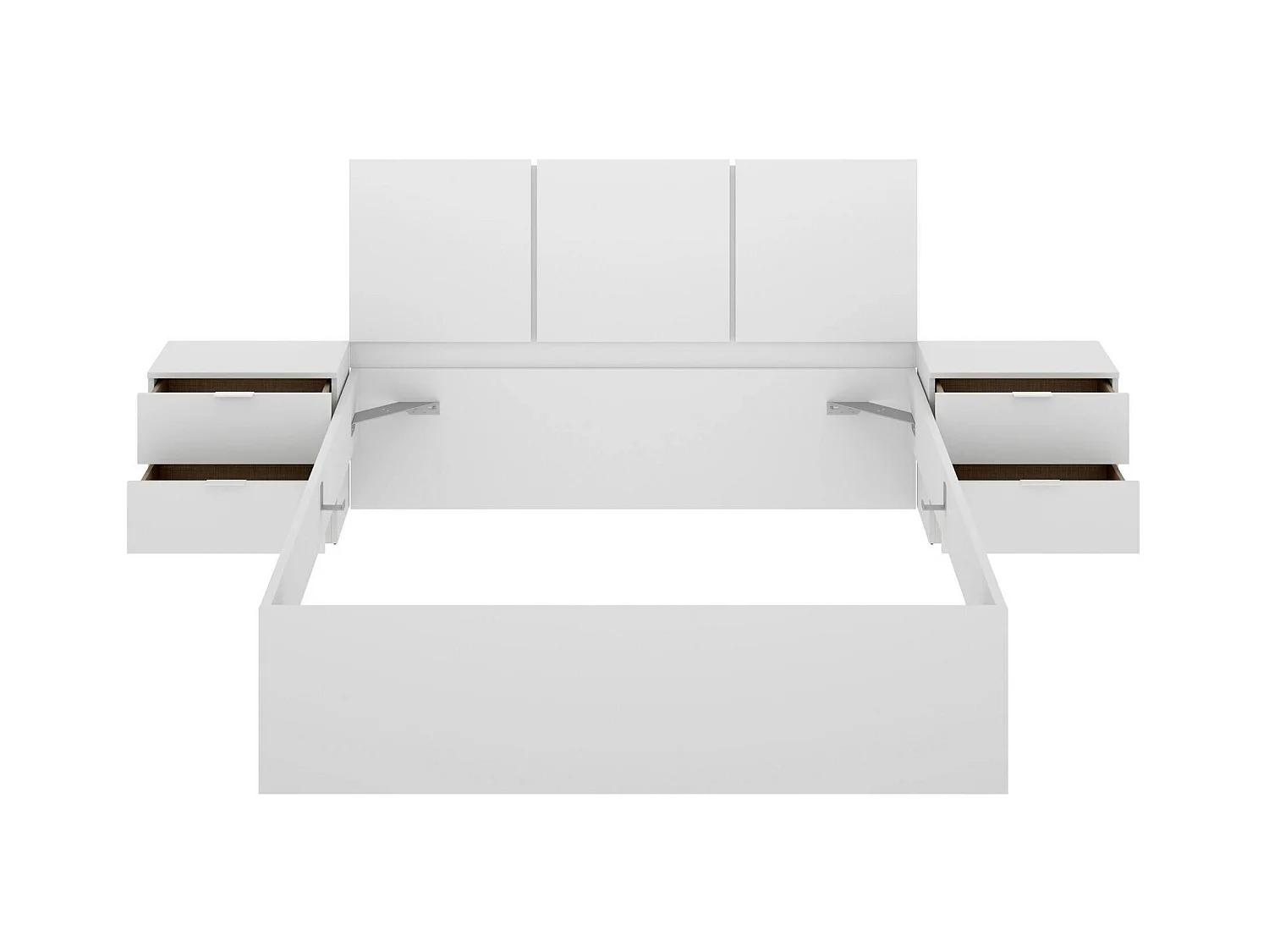 Lit double Dros, Sommier pour chambre, Literie par chambre, Support de matelas, 259x195 h96 cm, Blanc