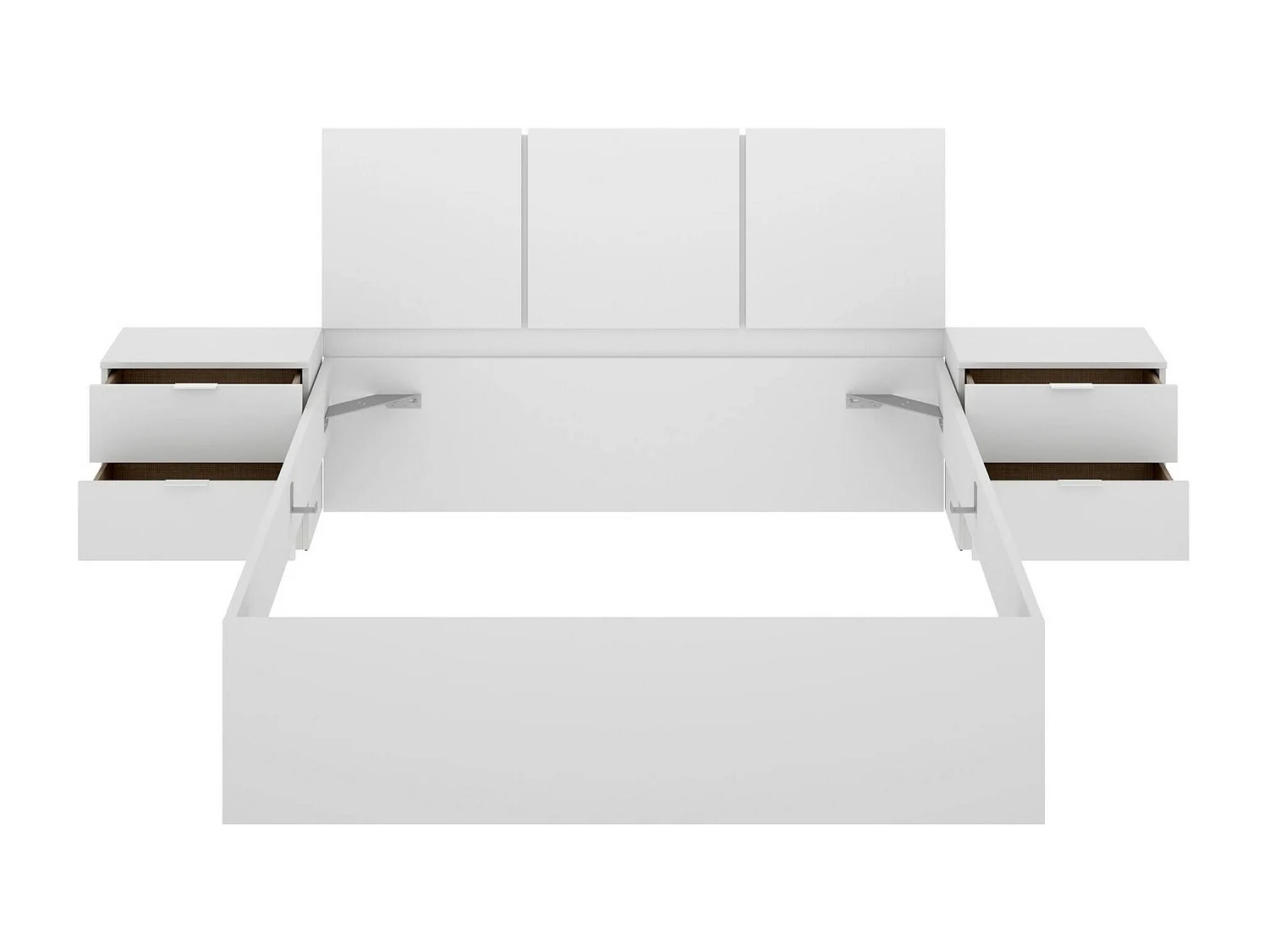 Lit double Dros, Sommier pour chambre, Literie par chambre, Support de matelas, 259x195 h96 cm, Blanc