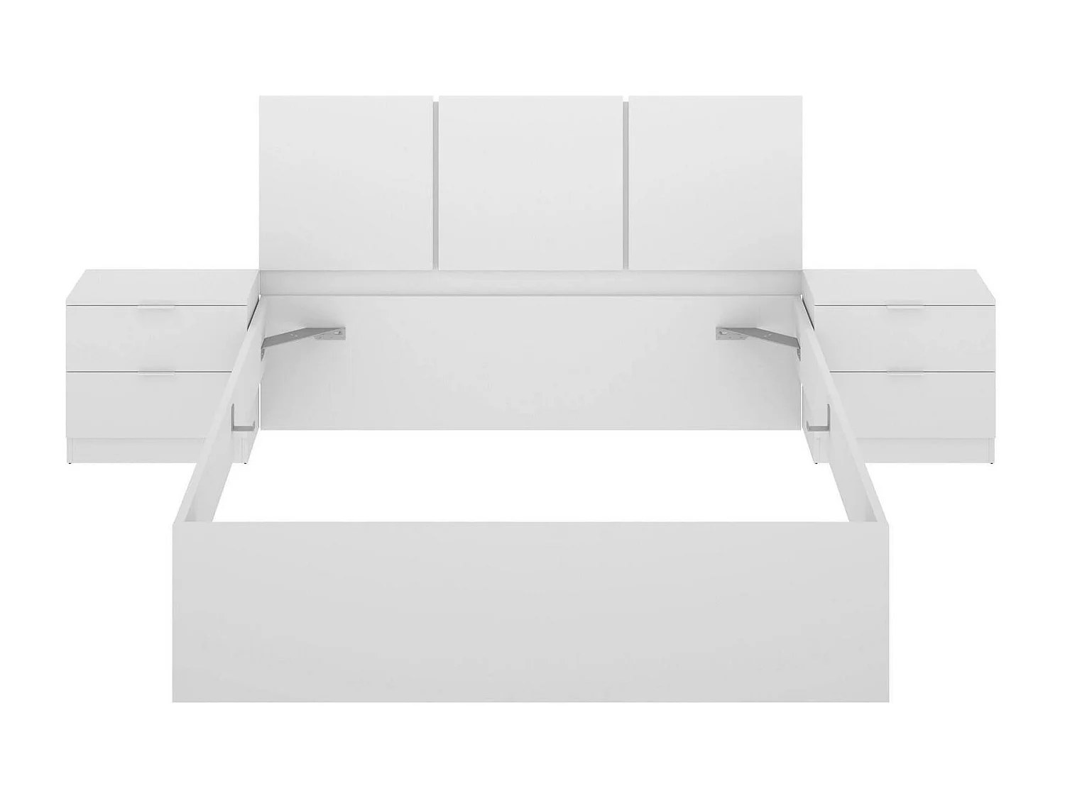 Doppelbett Dros, Struktur des Container-Betts, Sommier mit Verkleidung, Matratzenhalterstruktur, 259x195 h96 cm, WeiÃŸ