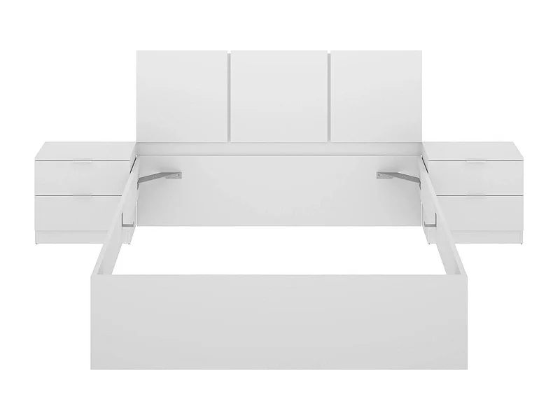 Cama francesa Dros, Sommier para quarto, Estrutura de cama para quarto, Estrutura porta colchão, 259x195 h96 cm, Branco