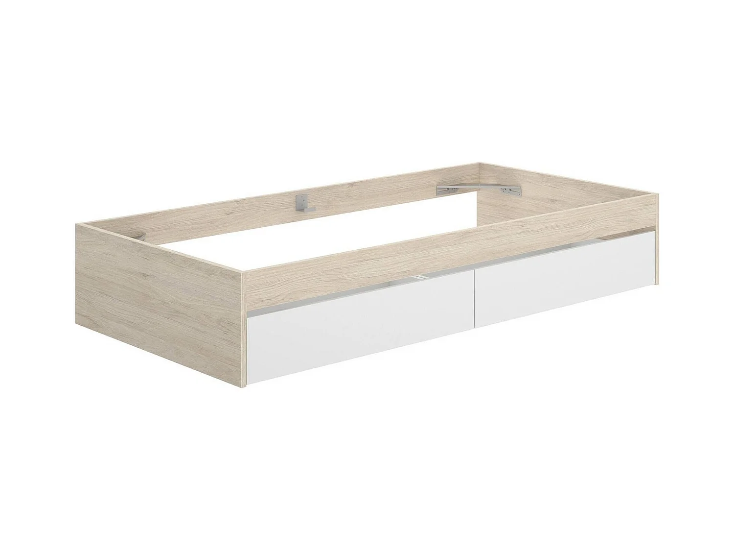 Lit simple Ddetr, Sommier pour chambre, Literie par chambre, Support de matelas, 96x195 h40 cm, Chêne clair et Blanc