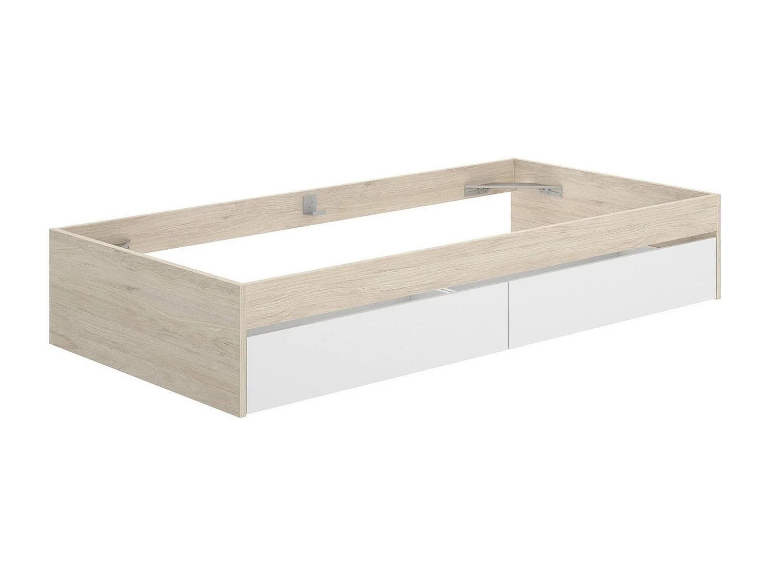 Lit simple Ddetr, Sommier pour chambre, Literie par chambre, Support de matelas, 96x195 h40 cm, Chêne clair et Blanc