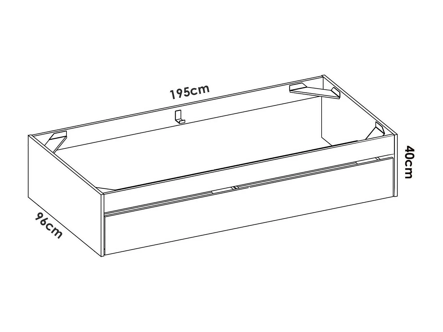Kinderbett Deckroa, Kinderbett für Schlafzimmer, Einzelbett mit Kommoden, Struktur mit ausziehbarem Bett, 96x195 h40 cm, Weiß