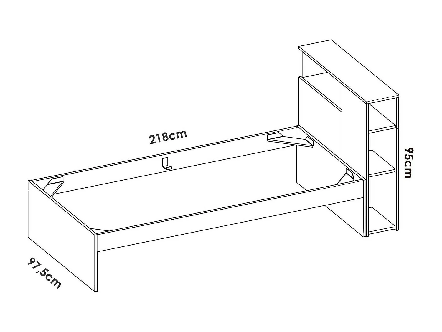 Lit simpleDhojgaar, Sommier pour chambre, Literie par chambre, Support de matelas, 99x218 h96 cm, Blanc