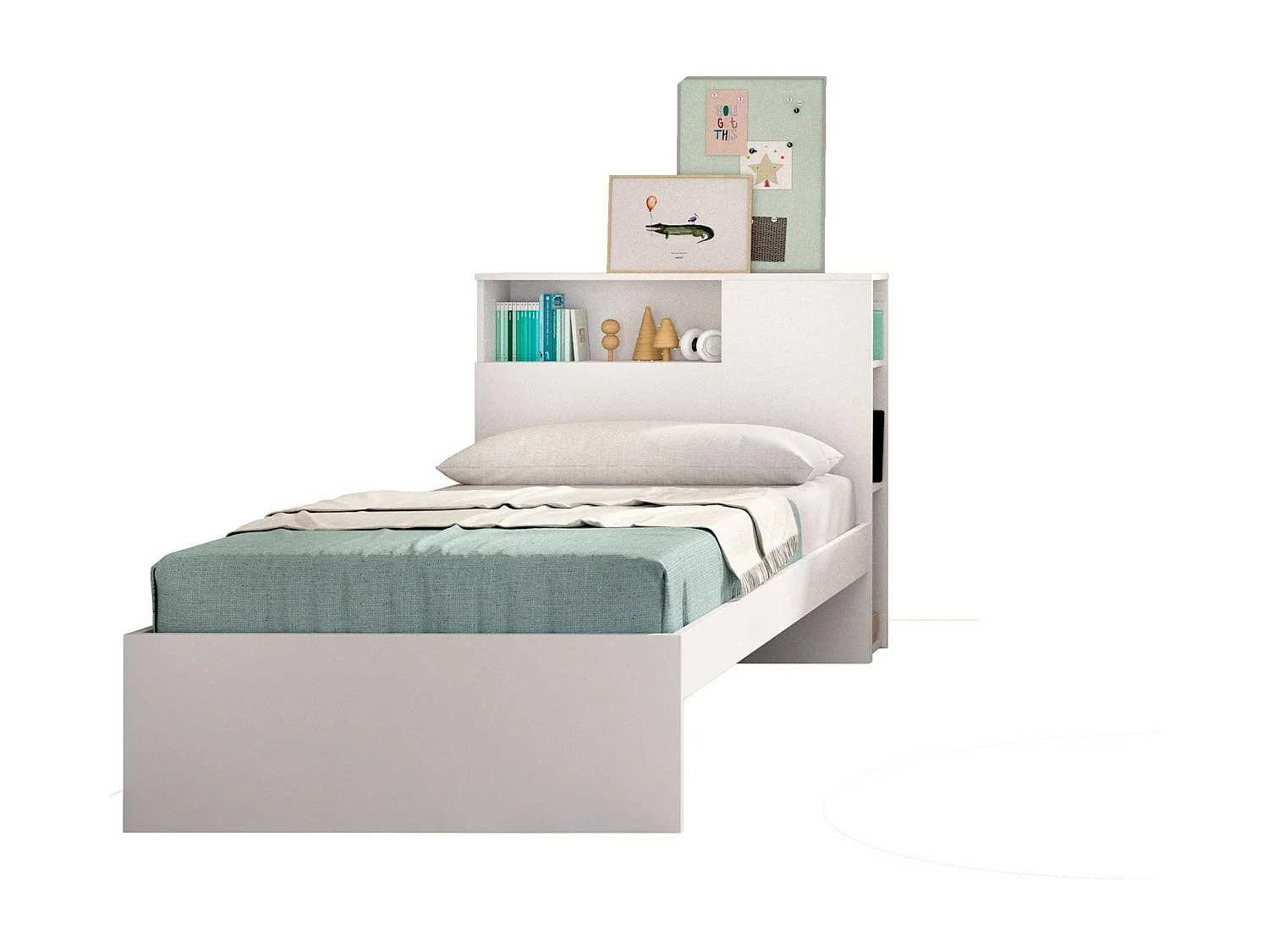 Lit simpleDhojgaar, Sommier pour chambre, Literie par chambre, Support de matelas, 99x218 h96 cm, Blanc